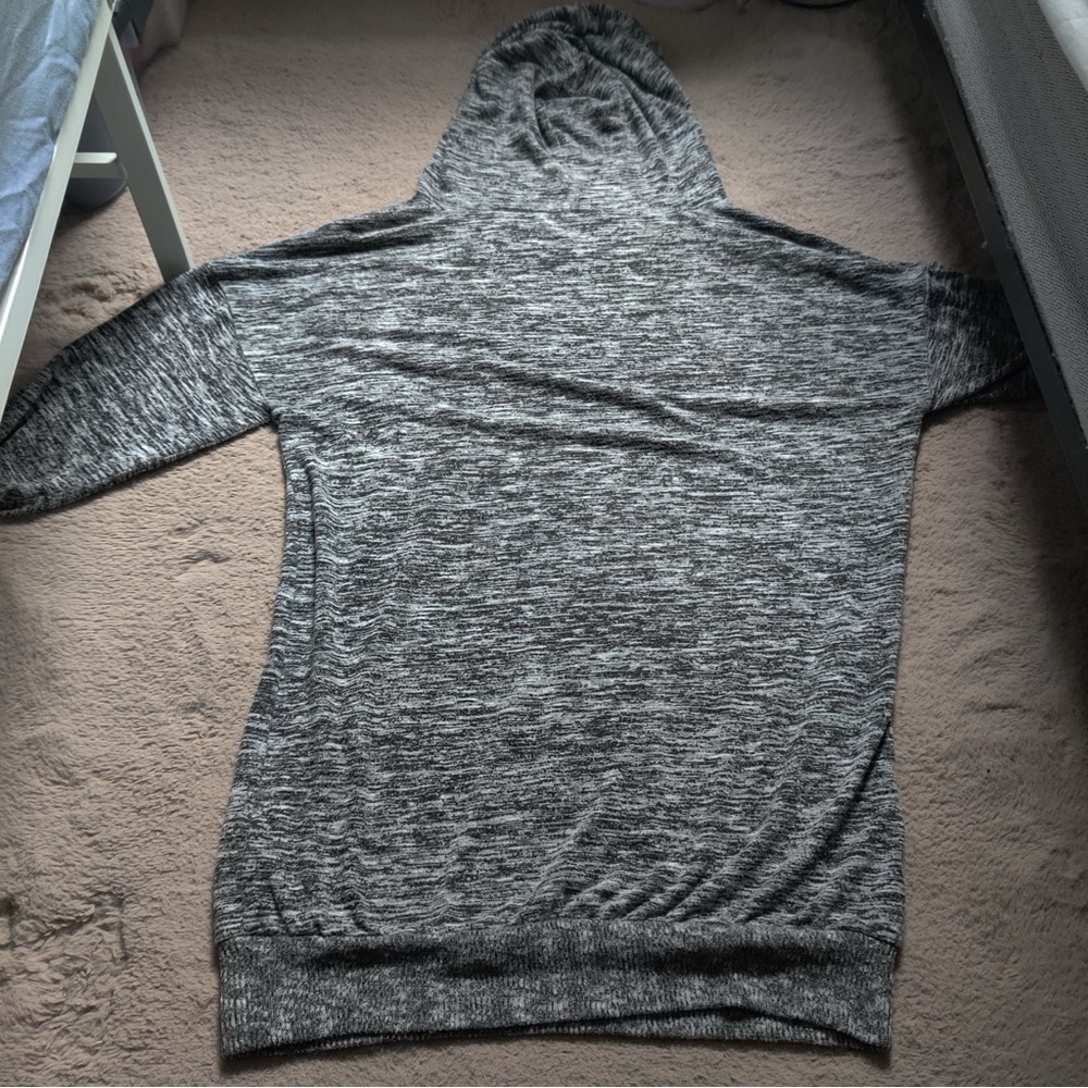 Express Marled Gray Hoodie Mini Dress Knit Sweater Hooded Heather - Picture 8 of 9